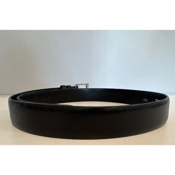 Made in Italy Mens Belt Sz 115 (US 38) Black Leather Smooth Dress Biz Classic - Picture 4 of 8